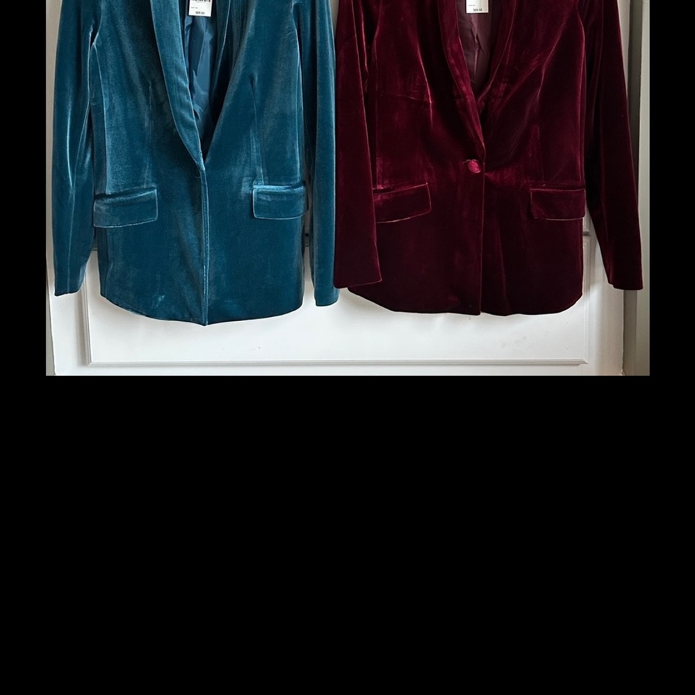 INC International Concepts Teal and Burgundy Velvet Blazers
